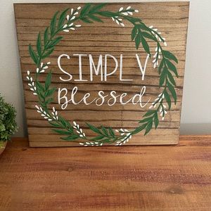 “Simply Blessed” Handmade and Hand-painted Wooden Sign 12” x 10.5”